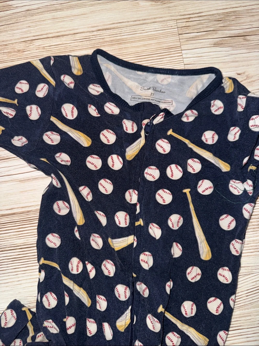 Children's Navy Baseball-Print Pajama Set